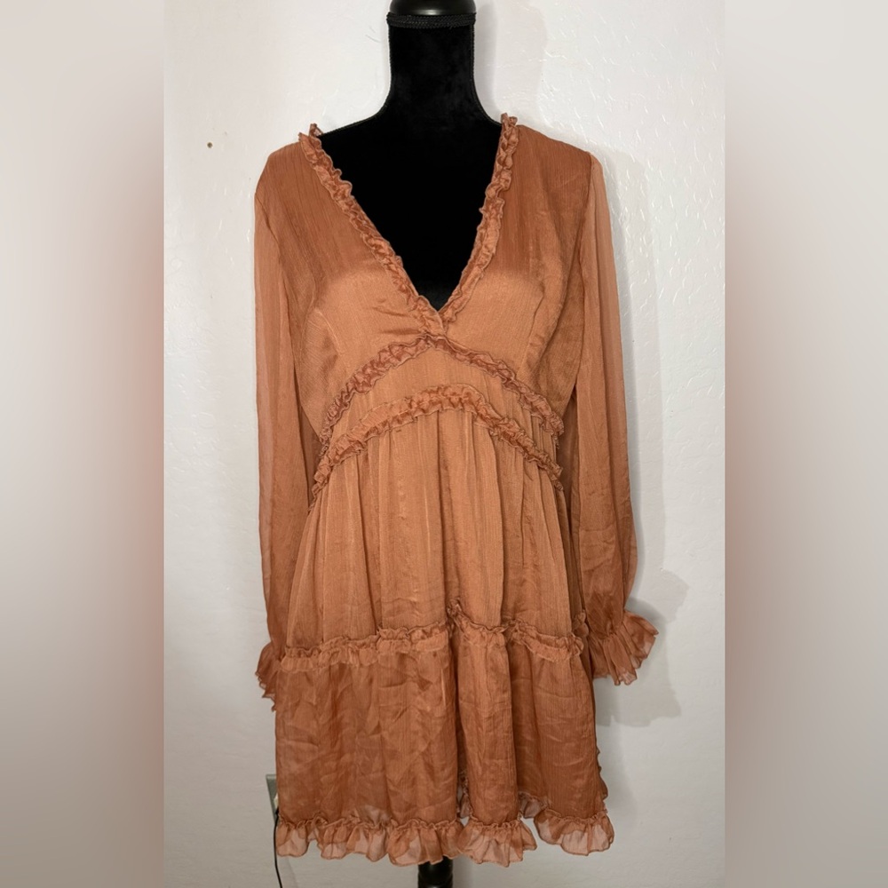 Fashion Nova Dusty Pink Long Sleeve Mini Dress